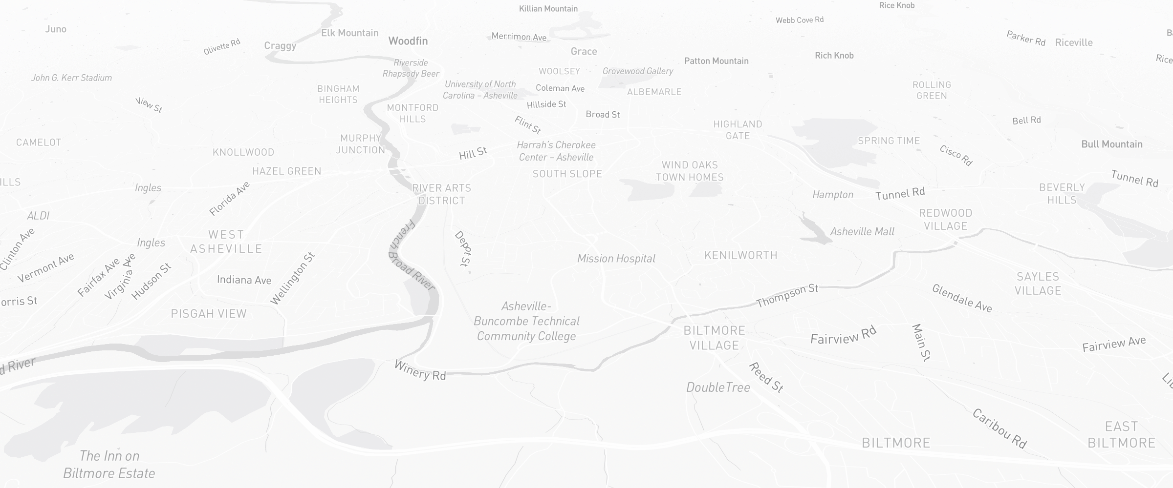 Neighborhood map of Asheville, NC — the area served by Life Insurance Agents of Asheville Group